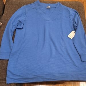 St. Johns Bay Blue V-Neck Sweater 1x